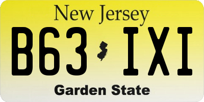 NJ license plate B63IXI