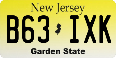 NJ license plate B63IXK