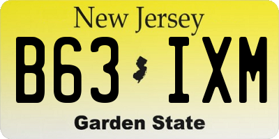 NJ license plate B63IXM