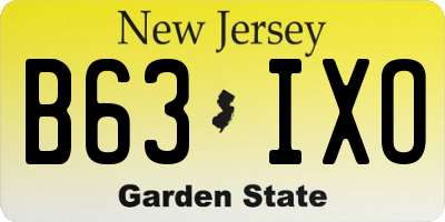NJ license plate B63IXO