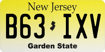 NJ license plate B63IXV