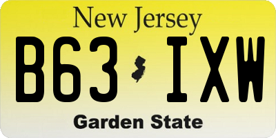 NJ license plate B63IXW
