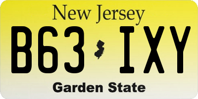 NJ license plate B63IXY