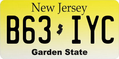 NJ license plate B63IYC