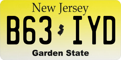 NJ license plate B63IYD
