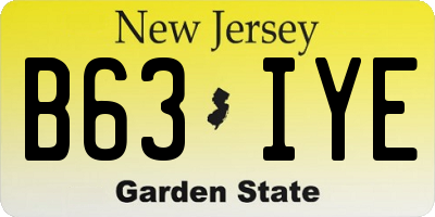 NJ license plate B63IYE