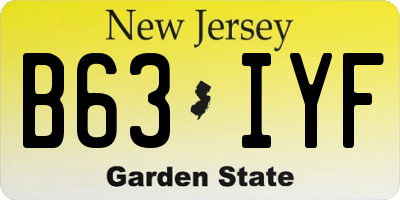 NJ license plate B63IYF