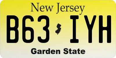 NJ license plate B63IYH