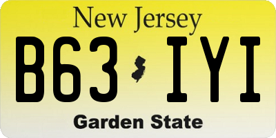 NJ license plate B63IYI