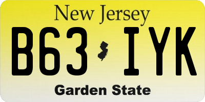 NJ license plate B63IYK