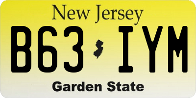 NJ license plate B63IYM