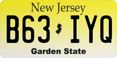 NJ license plate B63IYQ