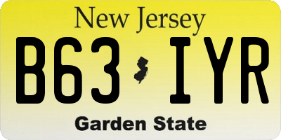 NJ license plate B63IYR