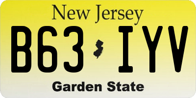 NJ license plate B63IYV