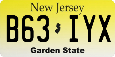 NJ license plate B63IYX