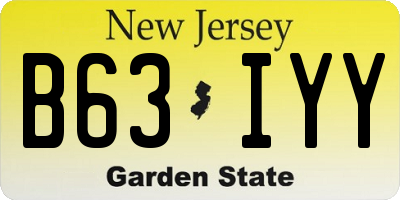 NJ license plate B63IYY