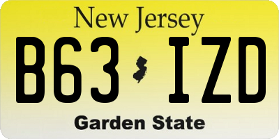 NJ license plate B63IZD