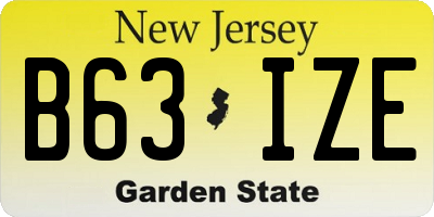 NJ license plate B63IZE