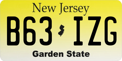 NJ license plate B63IZG
