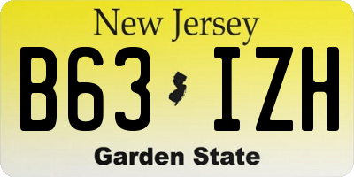 NJ license plate B63IZH