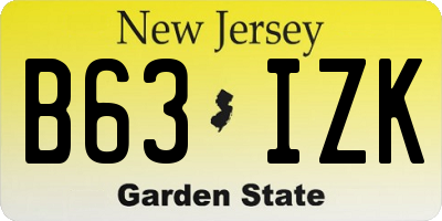 NJ license plate B63IZK