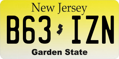 NJ license plate B63IZN