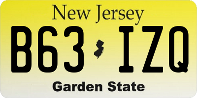 NJ license plate B63IZQ