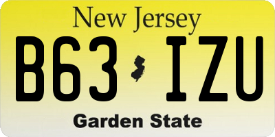 NJ license plate B63IZU