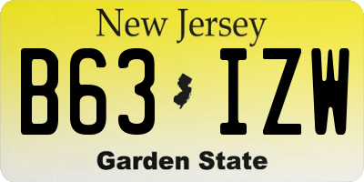 NJ license plate B63IZW