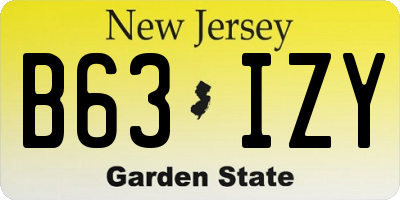 NJ license plate B63IZY