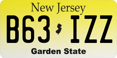NJ license plate B63IZZ