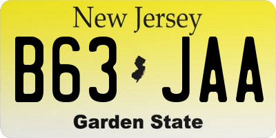 NJ license plate B63JAA