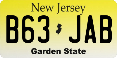 NJ license plate B63JAB