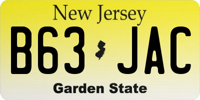 NJ license plate B63JAC