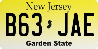 NJ license plate B63JAE