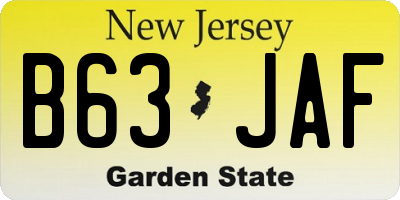 NJ license plate B63JAF
