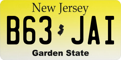 NJ license plate B63JAI