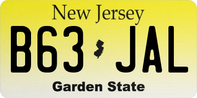 NJ license plate B63JAL