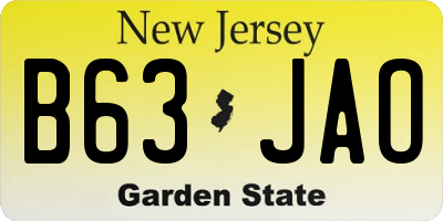 NJ license plate B63JAO