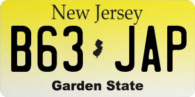 NJ license plate B63JAP