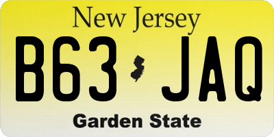 NJ license plate B63JAQ