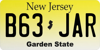 NJ license plate B63JAR