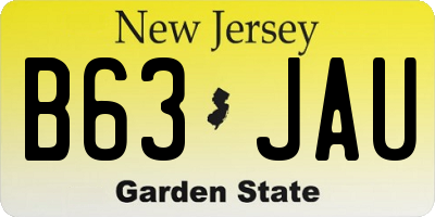 NJ license plate B63JAU