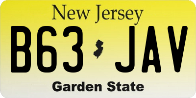 NJ license plate B63JAV