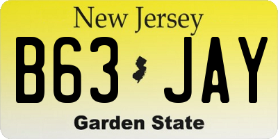 NJ license plate B63JAY
