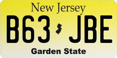 NJ license plate B63JBE