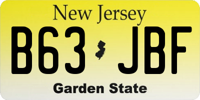 NJ license plate B63JBF