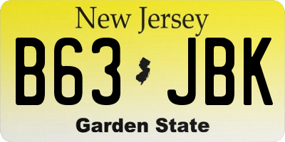 NJ license plate B63JBK