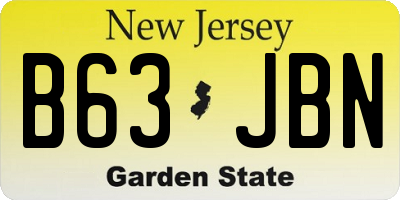 NJ license plate B63JBN
