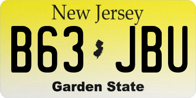 NJ license plate B63JBU
